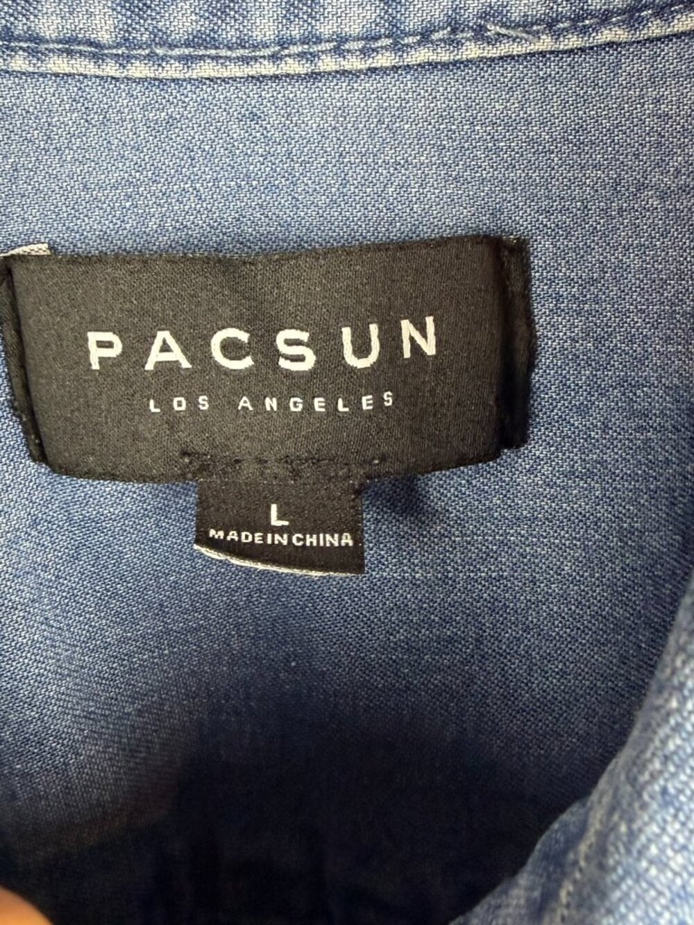 Pacsun Short Sleeve Denium Button Up Shirt Size Large Streetwear Skater Coastal - Picture 3 of 4
